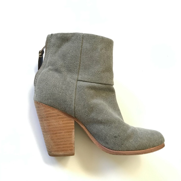 Rag & Bone Newbury Boots Booties 36 6 Gray Canvas - Picture 2 of 12